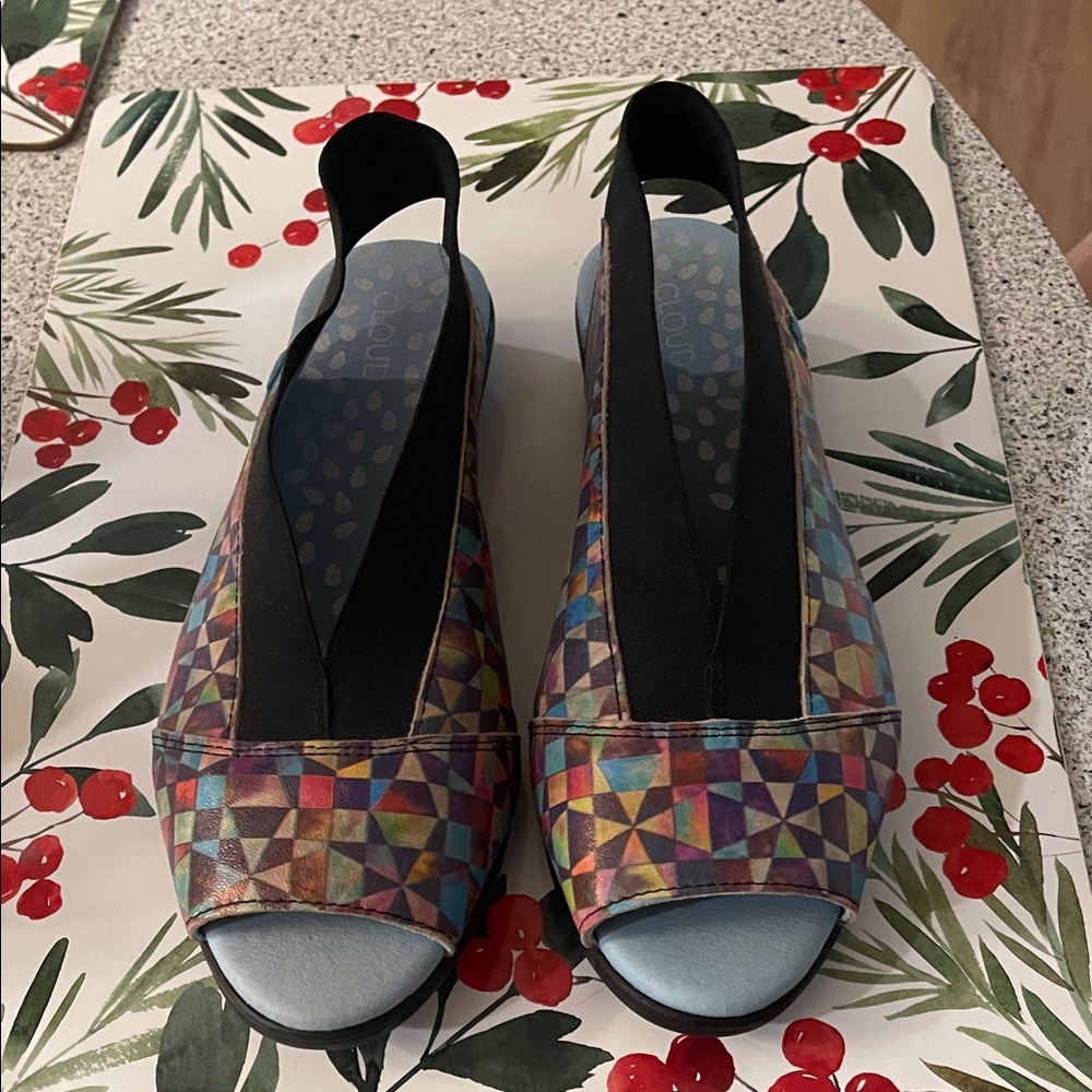 Cloud Colorful Geometric Women's Slingback Shoes